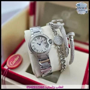 ساعة كارتير نسائي فضي