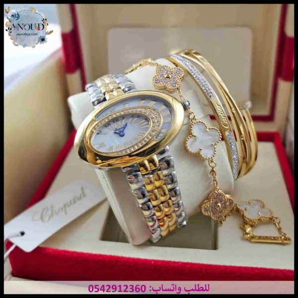 md77 (9) ساعة شوبارد ذهبي وفضي