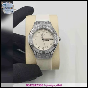 ساعة هوبلت نسائية بيضاء