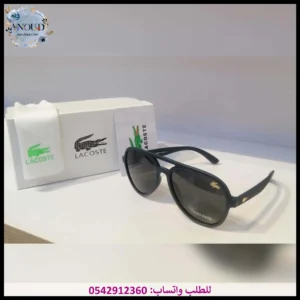 نظارة لاكوست دائرية سوداء