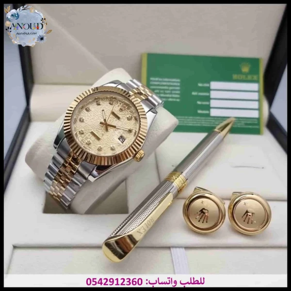 ساعة rolex مينا ذهبي