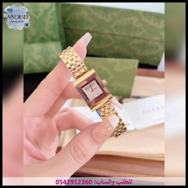 ساعة قوتشي مينا ابيض