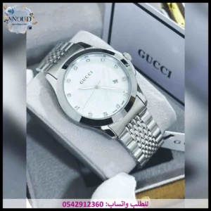 ساعة قوتشي رجالية فضية