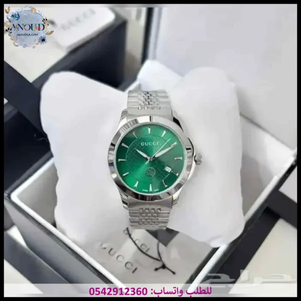 ساعة قوتشي رجالية فضية