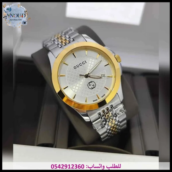 ساعة قوتشي فضي ذهبي