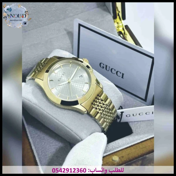 ساعة قوتشي رجالي ذهبية