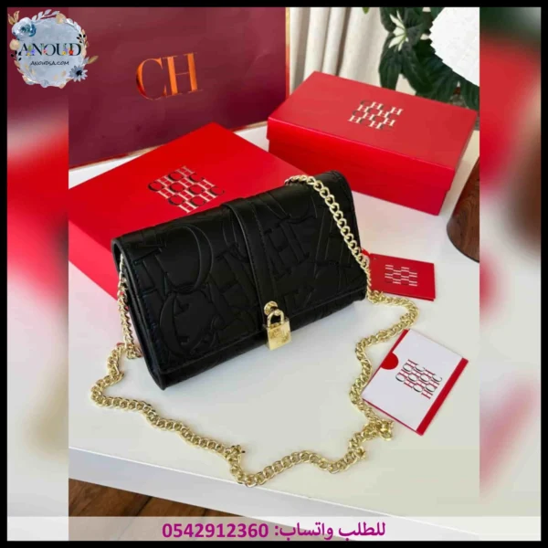 شنطة سي اتش سوداء ميني بسلسلة ذهبية ماستر كواليتي بالملحقات