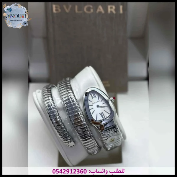 ساعة بولغاري لفتين فضي