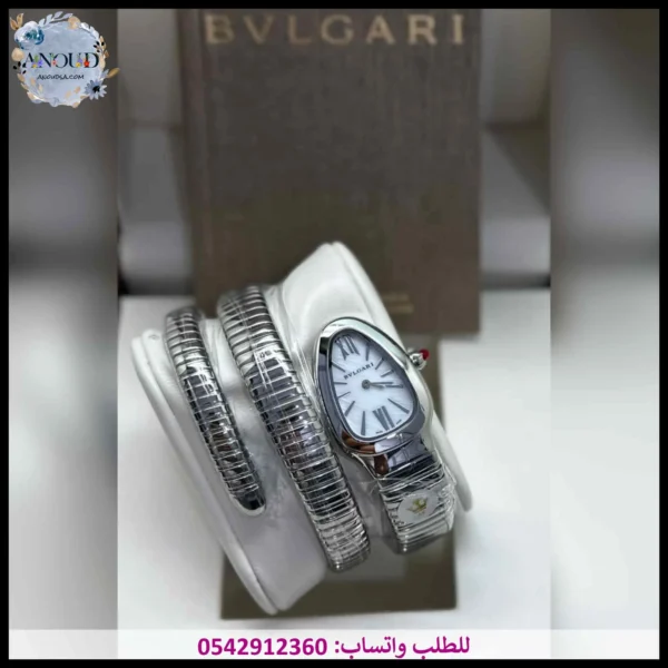 ساعة بولغاري لفتين فضي