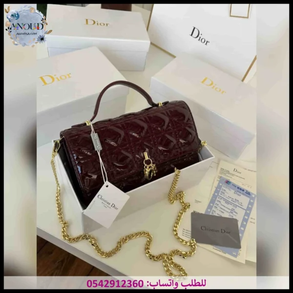 شنطة ديور عنابي لامع