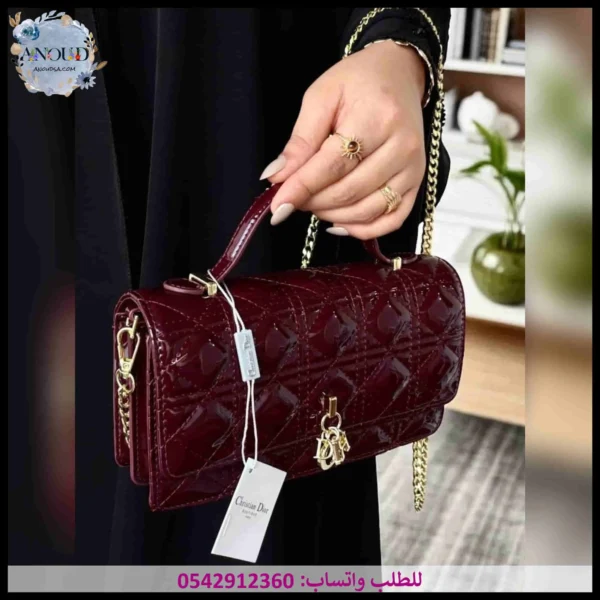 شنطة ديور عنابي لامع