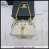 شنطة شانيل أبيض عاجي نسائية مبطنة بحجمين صغير وكبير