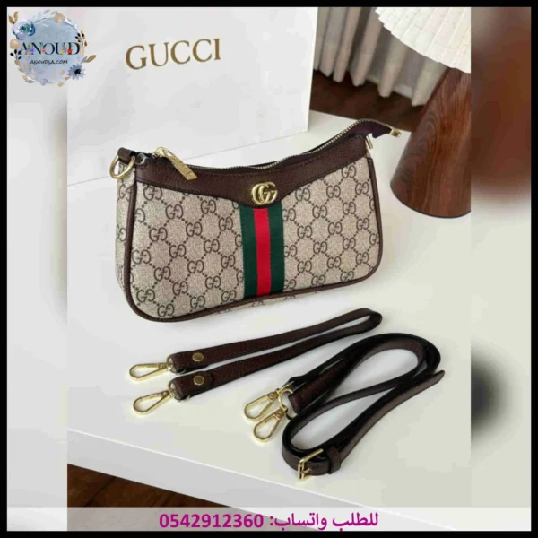 شنطة قوتشي بني وبيج