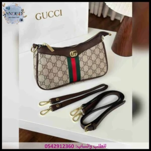 شنطة قوتشي بني وبيج