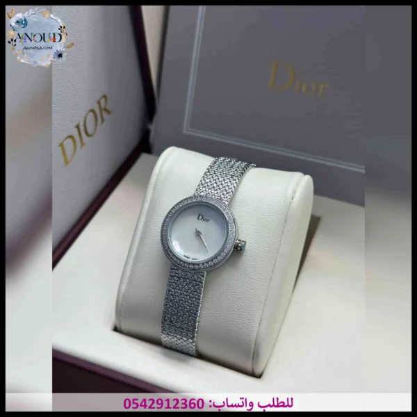 ساعة ديور نسائية فضي