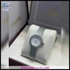 ساعة ديور نسائية فضي