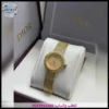 ساعة dior نسائي ذهبية بالكامل حجم صغير بسير شبكي