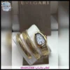 ساعة بولغاري لفتين ذهبي نسائية موديل الثعبان مع مينا أبيض
