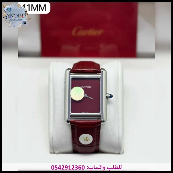 ساعة كارتير تانك عنابية