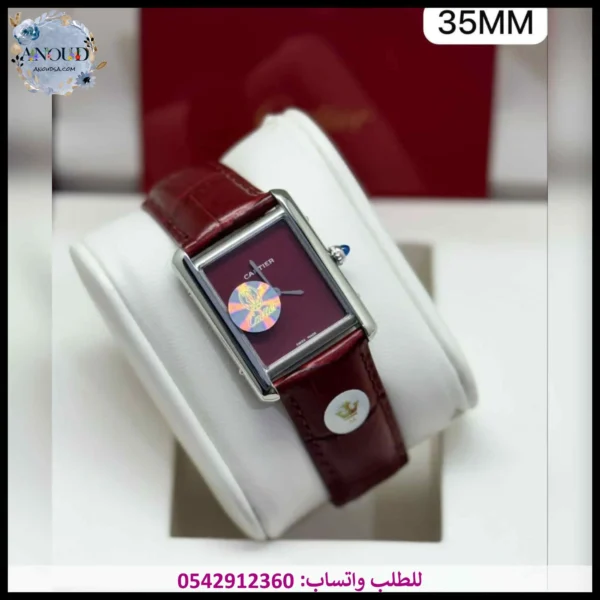 ساعة كارتير تانك عنابية