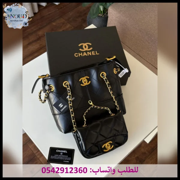 Rbt101 (16) شنطة شانيل أسود قطعتين