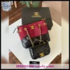 شنطة شانيل أحمر وأسود قطعتين حجم كبير وصغير نسائية كلاسيك