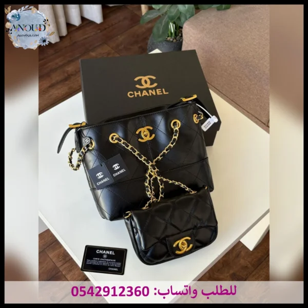 Rbt101 (27) شنطة شانيل أسود قطعتين