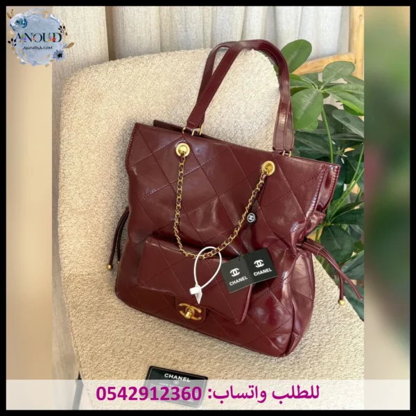 شنطة شانيل عنابي قطعتين