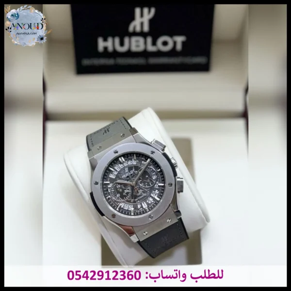 ساعة هوبلت جلد رمادية