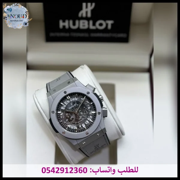 ساعة هوبلت جلد رمادية