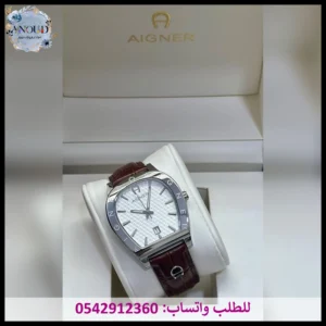 ساعة اقنر جلد بنية