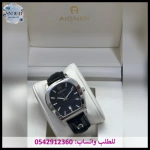 ساعة اقنر جلد سوداء