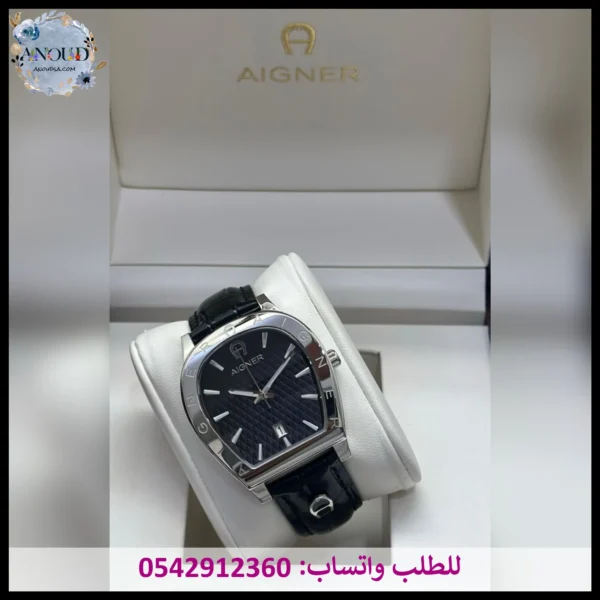 ساعة اقنر جلد سوداء