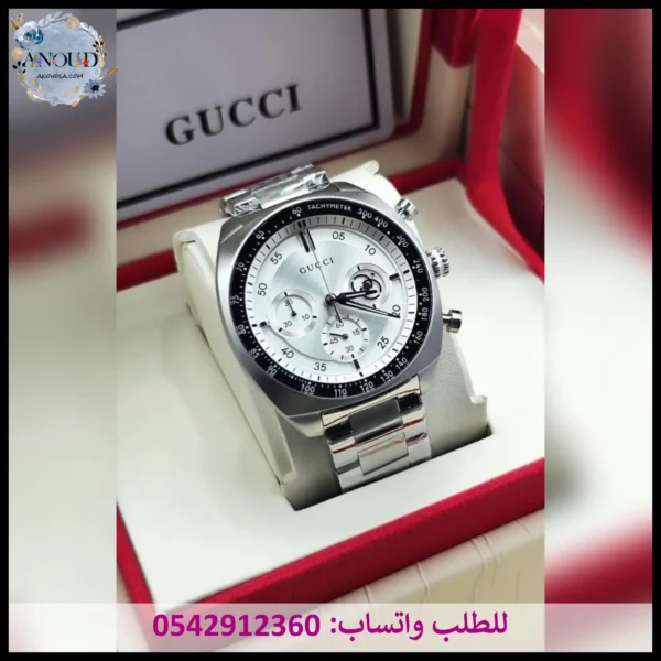 ساعة قوتشي كرونوغراف فضية