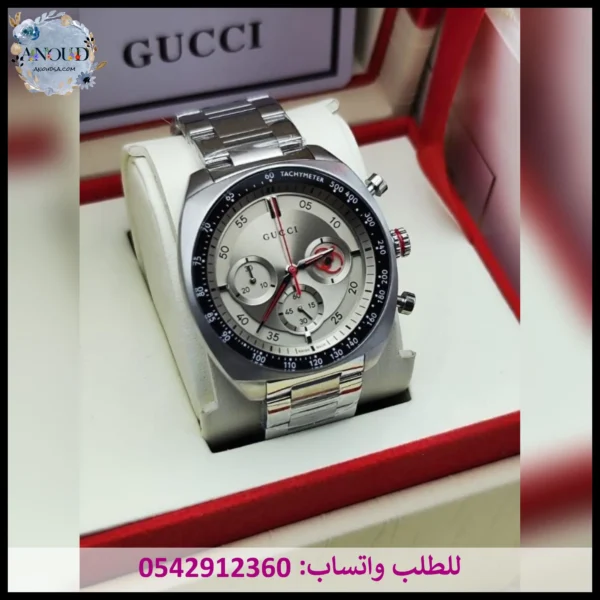 ساعة قوتشي كرونوغراف فضية