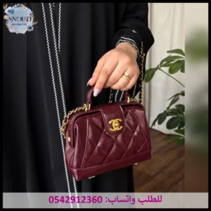 شنطة شانيل عنابي لامع