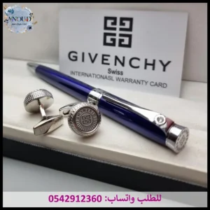قلم جفنشي أزرق وفضي