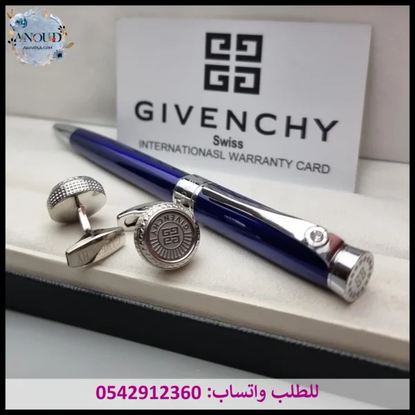 قلم جفنشي أزرق وفضي