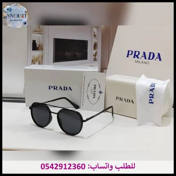 نظارة برادا سداسية سوداء